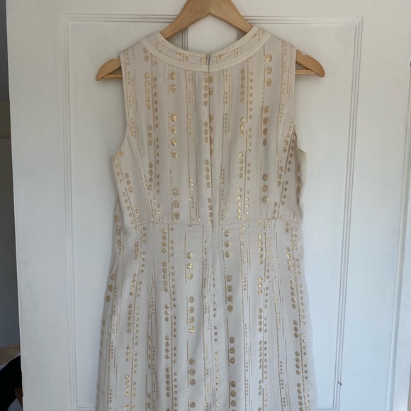 Tory Burch knee length dress size 6 ivory and gold - Picture 1 of 3